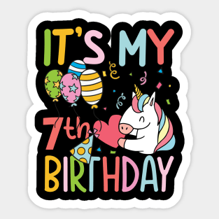 It's My 7th Birthday - Unicorn Sticker